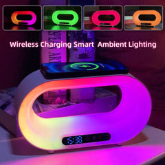 Multi-function 3 In 1 LED Night Light APP Control RGB Atmosphere Desk Lamp Smart Multifunctional Wireless Charger Alarm Clock pr