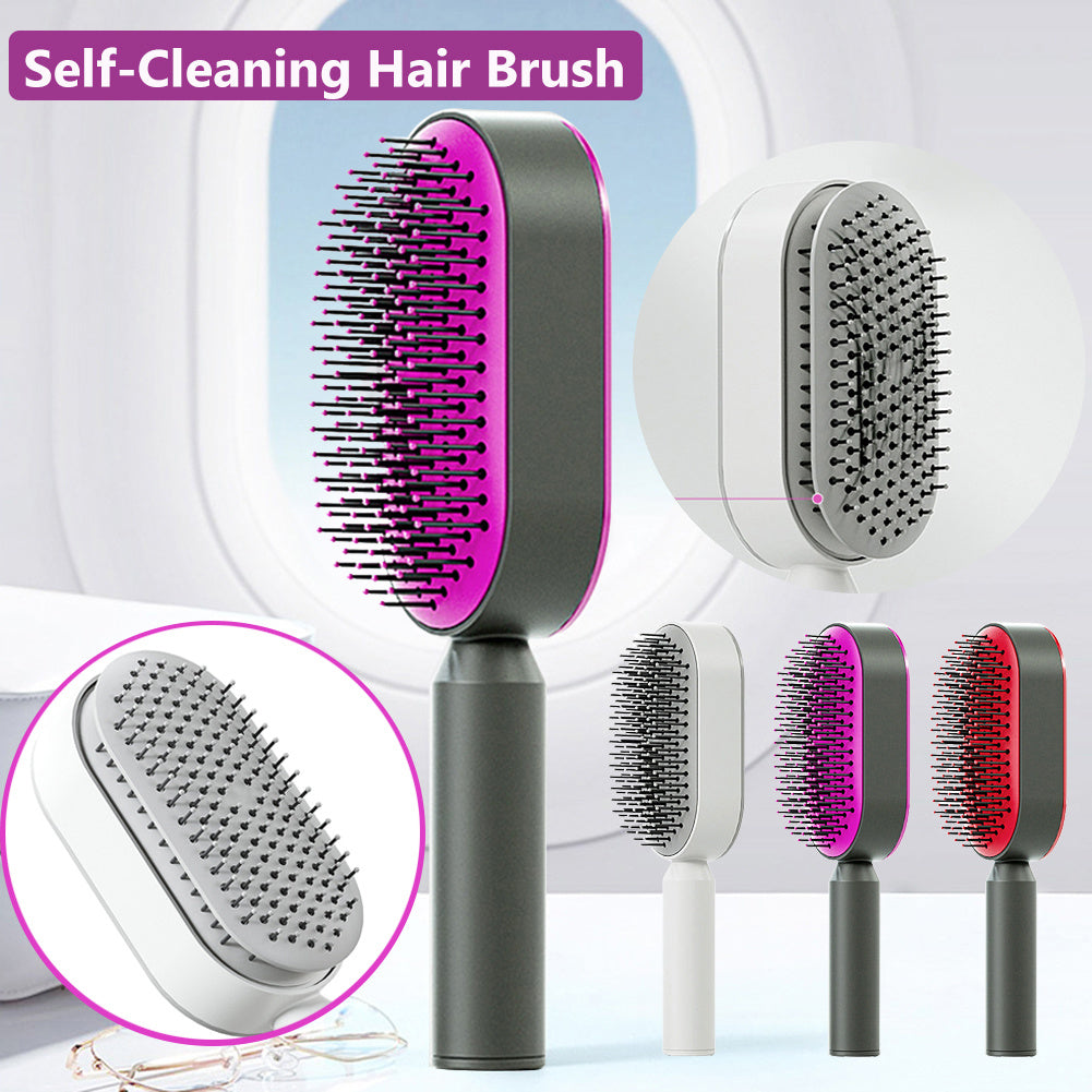 Self Cleaning Hair Brush For Women One-key Cleaning Hair Loss Airbag Massage Scalp Comb Anti-Static Hairbrush - UNIFIED CARTEL