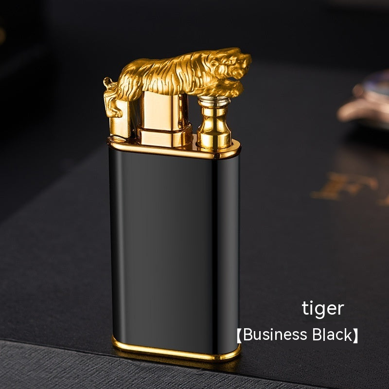Creative Blue Flame Lighter Dolphin Dragon Tiger Double Fire Metal Winproof Lighter Inflatable Lighter pr