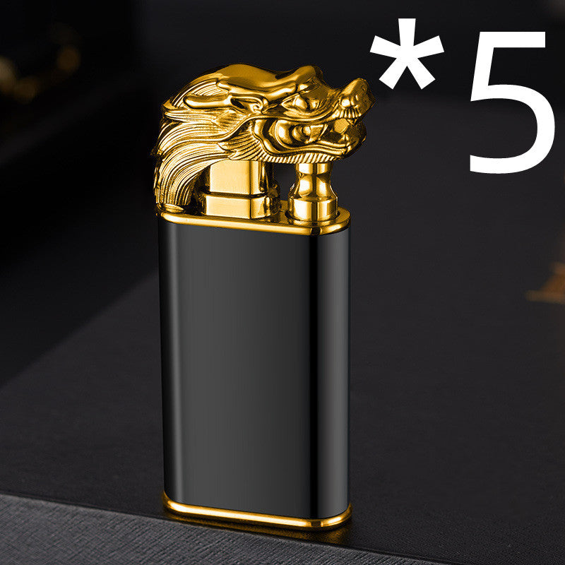 Creative Blue Flame Lighter Dolphin Dragon Tiger Double Fire Metal Winproof Lighter Inflatable Lighter pr