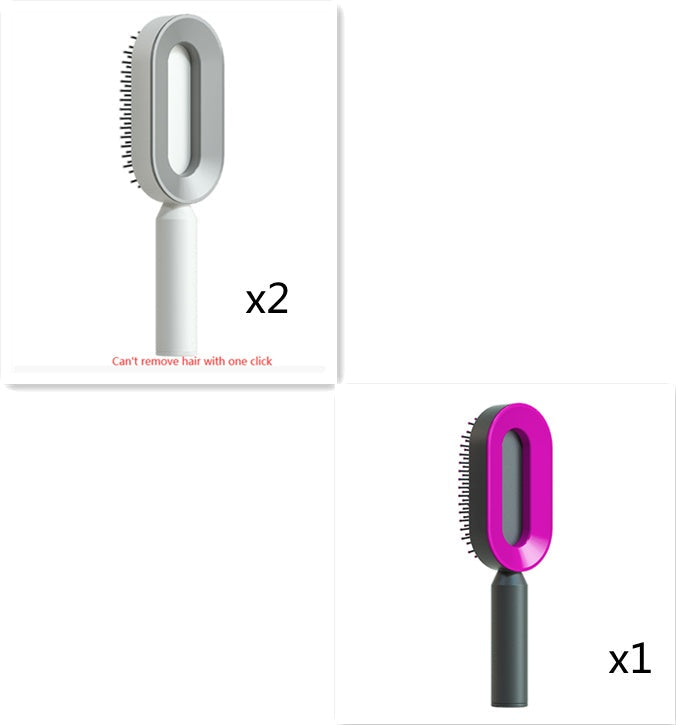 Self Cleaning Hair Brush For Women One-key Cleaning Hair Loss Airbag Massage Scalp Comb Anti-Static Hairbrush - UNIFIED CARTEL