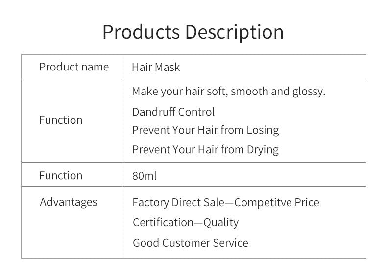 Deep Moisturizing Hair Mask Soft Hair Conditioner Hair Care pr