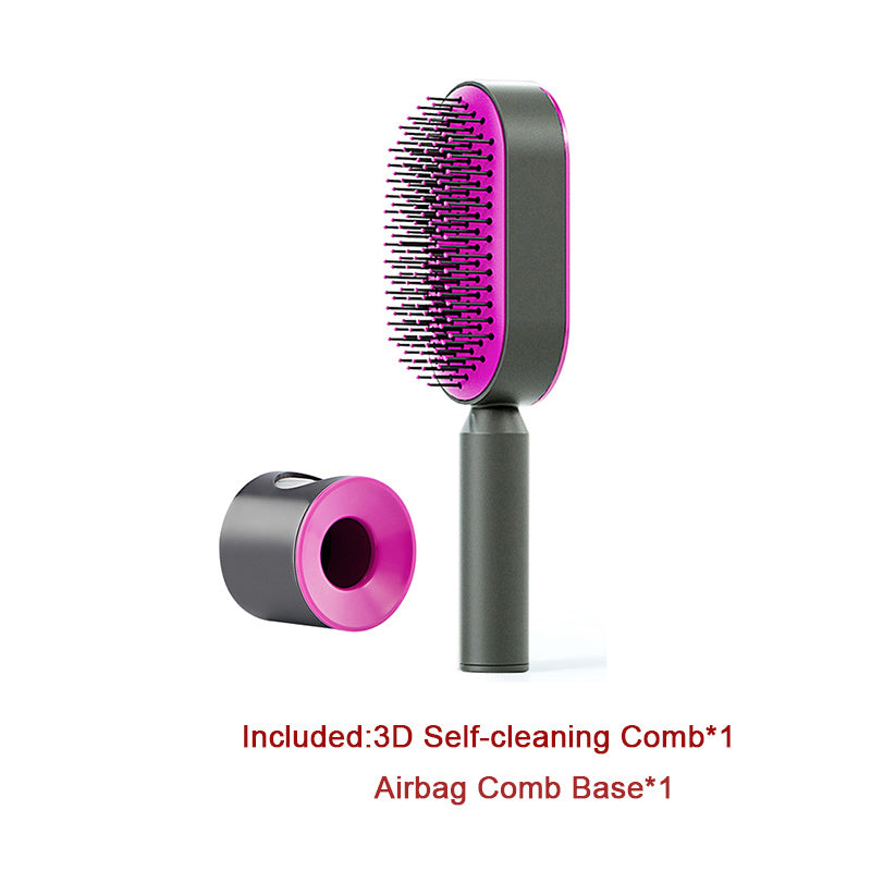 Self Cleaning Hair Brush For Women One-key Cleaning Hair Loss Airbag Massage Scalp Comb Anti-Static Hairbrush - UNIFIED CARTEL