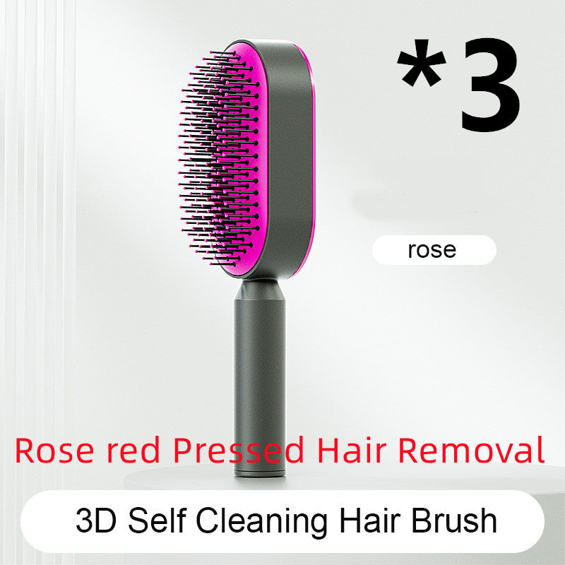 Self Cleaning Hair Brush For Women One-key Cleaning Hair Loss Airbag Massage Scalp Comb Anti-Static Hairbrush - UNIFIED CARTEL