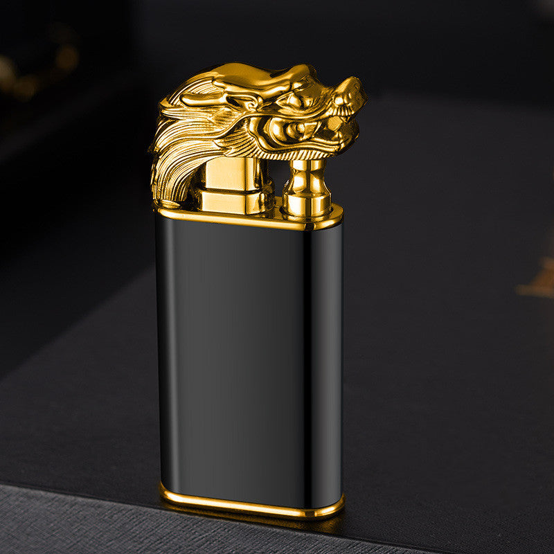 Creative Blue Flame Lighter Dolphin Dragon Tiger Double Fire Metal Winproof Lighter Inflatable Lighter pr
