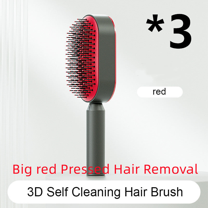 Self Cleaning Hair Brush For Women One-key Cleaning Hair Loss Airbag Massage Scalp Comb Anti-Static Hairbrush - UNIFIED CARTEL