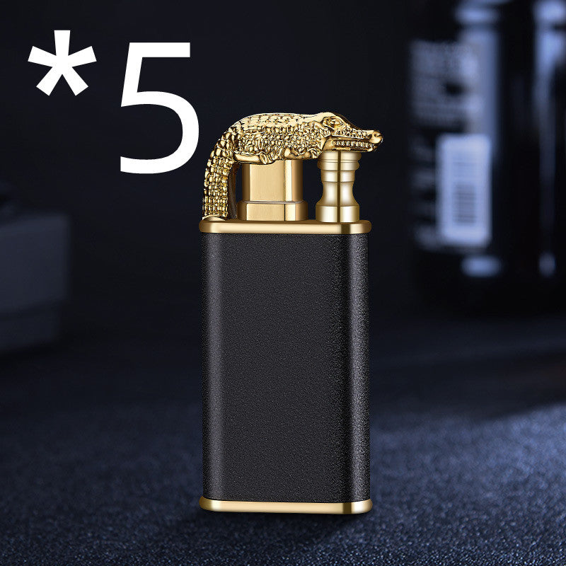 Creative Blue Flame Lighter Dolphin Dragon Tiger Double Fire Metal Winproof Lighter Inflatable Lighter pr