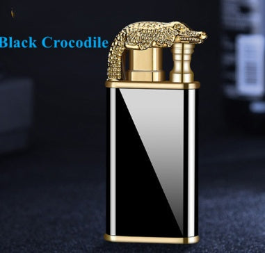 Creative Blue Flame Lighter Dolphin Dragon Tiger Double Fire Metal Winproof Lighter Inflatable Lighter pr