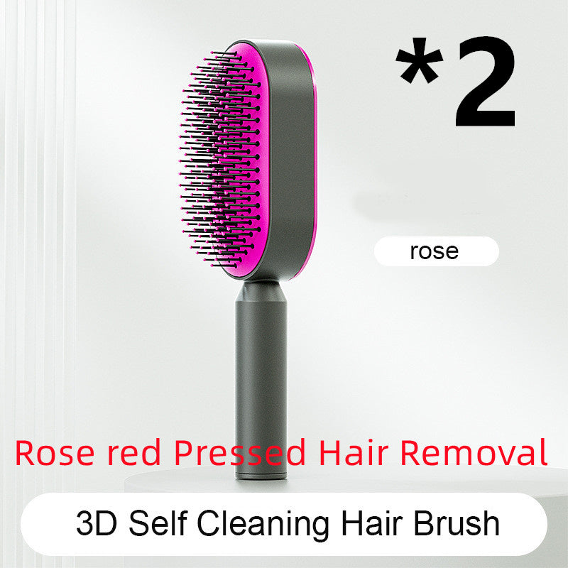 Self Cleaning Hair Brush For Women One-key Cleaning Hair Loss Airbag Massage Scalp Comb Anti-Static Hairbrush - UNIFIED CARTEL