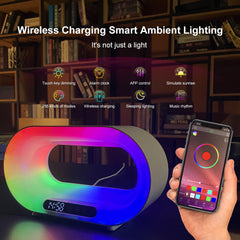 Multi-function 3 In 1 LED Night Light APP Control RGB Atmosphere Desk Lamp Smart Multifunctional Wireless Charger Alarm Clock pr