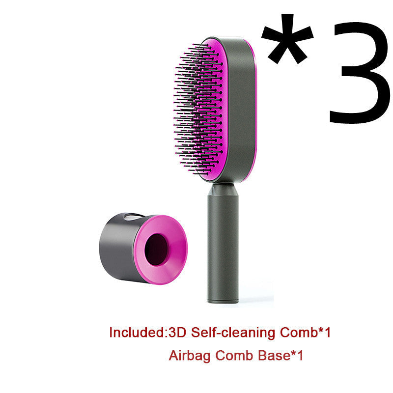 Self Cleaning Hair Brush For Women One-key Cleaning Hair Loss Airbag Massage Scalp Comb Anti-Static Hairbrush - UNIFIED CARTEL