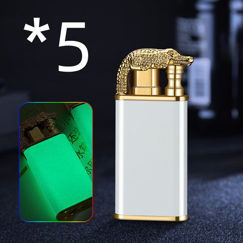 Creative Blue Flame Lighter Dolphin Dragon Tiger Double Fire Metal Winproof Lighter Inflatable Lighter pr