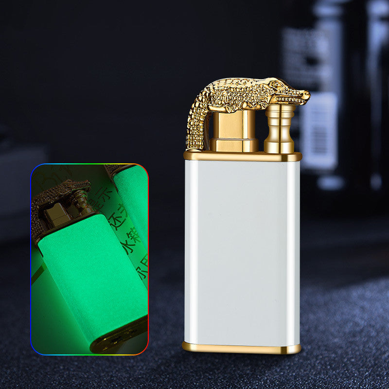 Creative Blue Flame Lighter Dolphin Dragon Tiger Double Fire Metal Winproof Lighter Inflatable Lighter pr