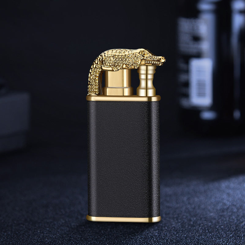 Creative Blue Flame Lighter Dolphin Dragon Tiger Double Fire Metal Winproof Lighter Inflatable Lighter pr
