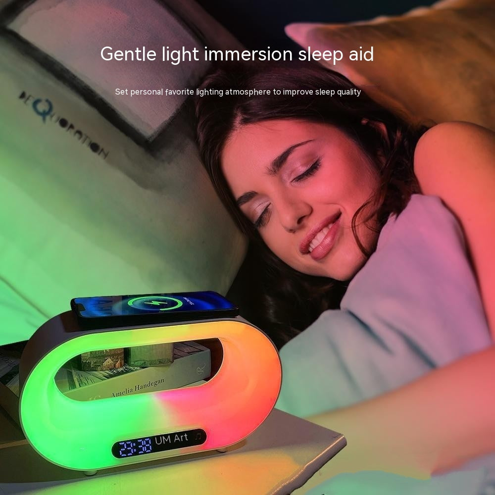 Multi-function 3 In 1 LED Night Light APP Control RGB Atmosphere Desk Lamp Smart Multifunctional Wireless Charger Alarm Clock pr