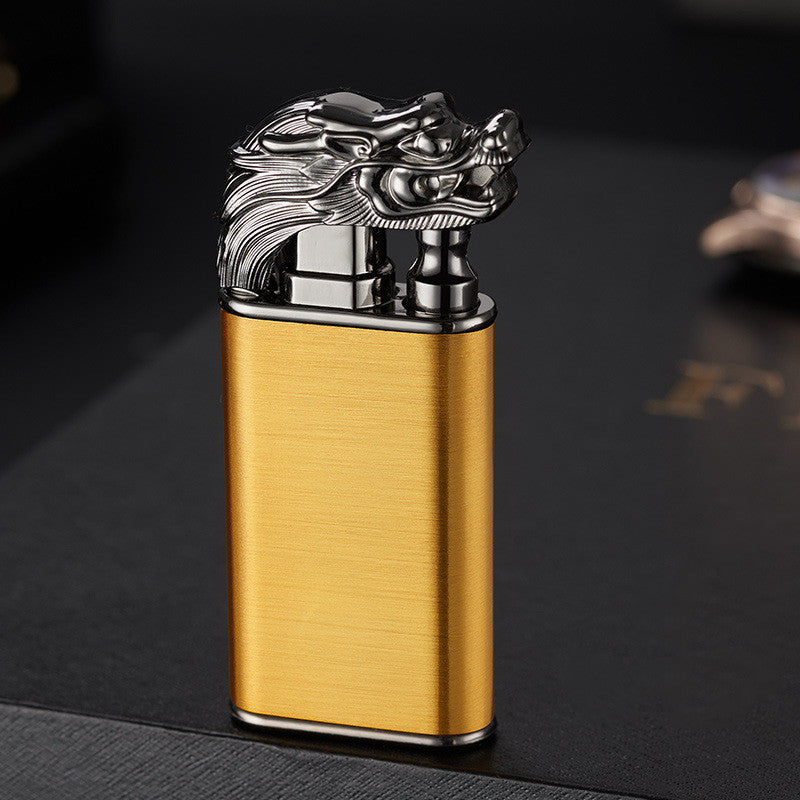 Creative Blue Flame Lighter Dolphin Dragon Tiger Double Fire Metal Winproof Lighter Inflatable Lighter pr