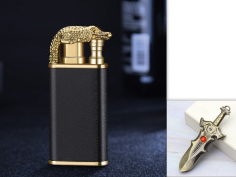 Creative Blue Flame Lighter Dolphin Dragon Tiger Double Fire Metal Winproof Lighter Inflatable Lighter pr